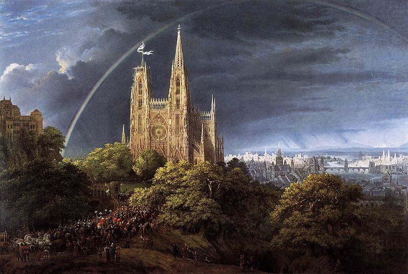 Gothic Cathedral with Imperial Palace, Karl friedrich schinkel